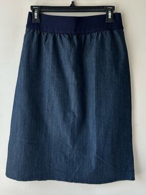 The Skirt Outlet Inherit Clothing Co Lillian A-Line Straight Midi Skirt Denim 6